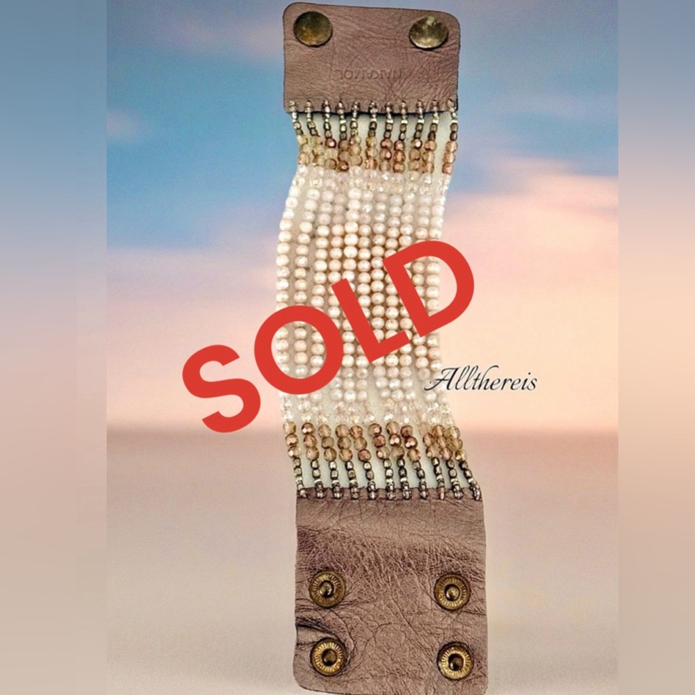 Nakamol bracelet beaded with leather